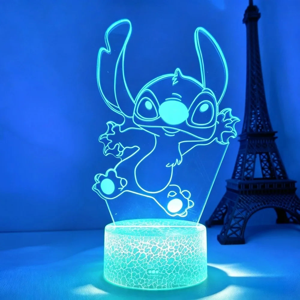 Lilo & Stitch 3D LED Night Light 7/16 Color Smart Touch Room Decor Bedside Night Light Birthday Valentine's Day Christmas Gift
