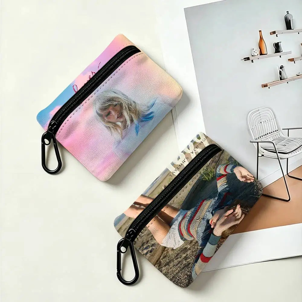 Singer T-Taylor-S-Swift-ES T-TTPD Oxford Fabric Mini Wallet Smooth Zipper Hanging Design Multi-use Small Storage Bag For Travel