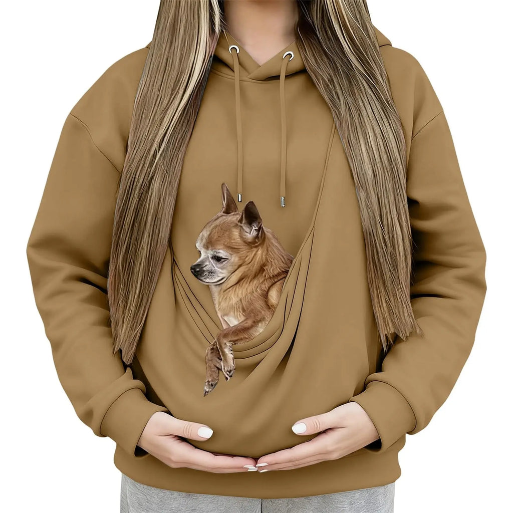 Unisex Pet Carrier Hoodie Cat Dog Bag Design Athletic Long Sleeve Pullover Sweatshirt Multiple Colors Daily Wear Fashion Apparel