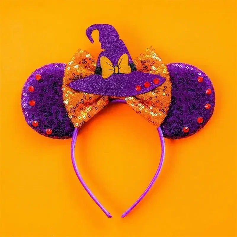 Cute Lilo & Stitch Headbands for Girls Leaves Ears Hair Bands Kids Disney Angel Hair Accessories Women Sequins Bow Baby Headwear