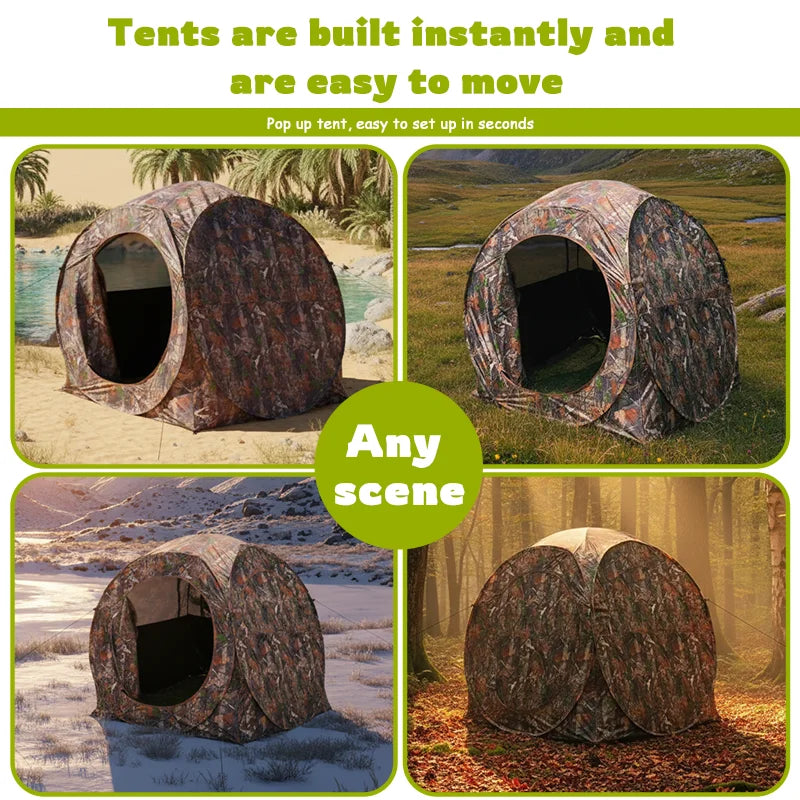 1 Person Camouflage Pop Up Hunting Tent, Portable Wildlife Ground Blind, Foldable Shelter for Hunting Birding