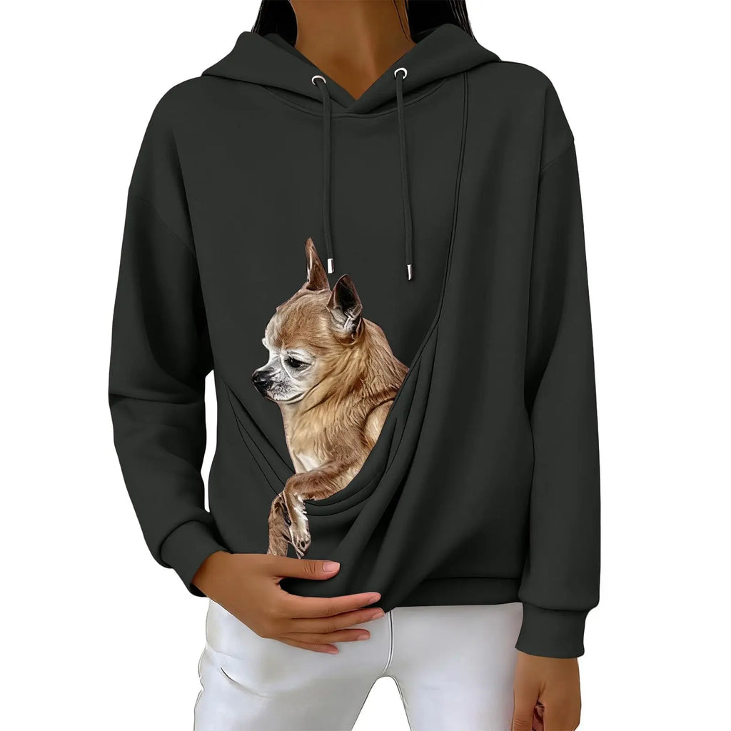Unisex Pet Carrier Hoodie Cat Dog Bag Design Athletic Long Sleeve Pullover Sweatshirt Multiple Colors Daily Wear Fashion Apparel