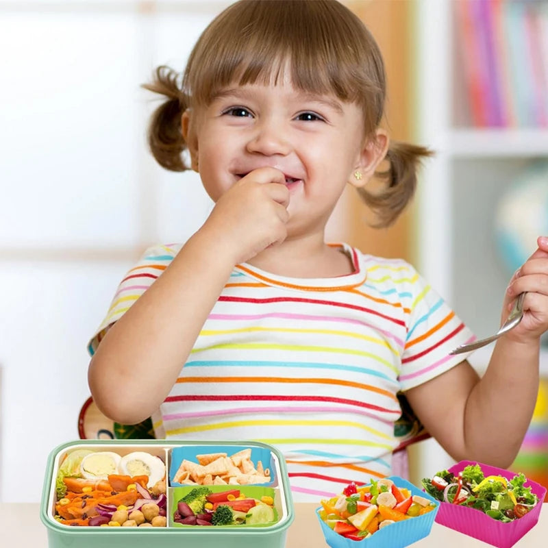 8PCS Silicone Lunch Box Dividers For Children Kids School Food Dividers For Bento Box Silicone Cupcake Liners Mold Baking Tools.