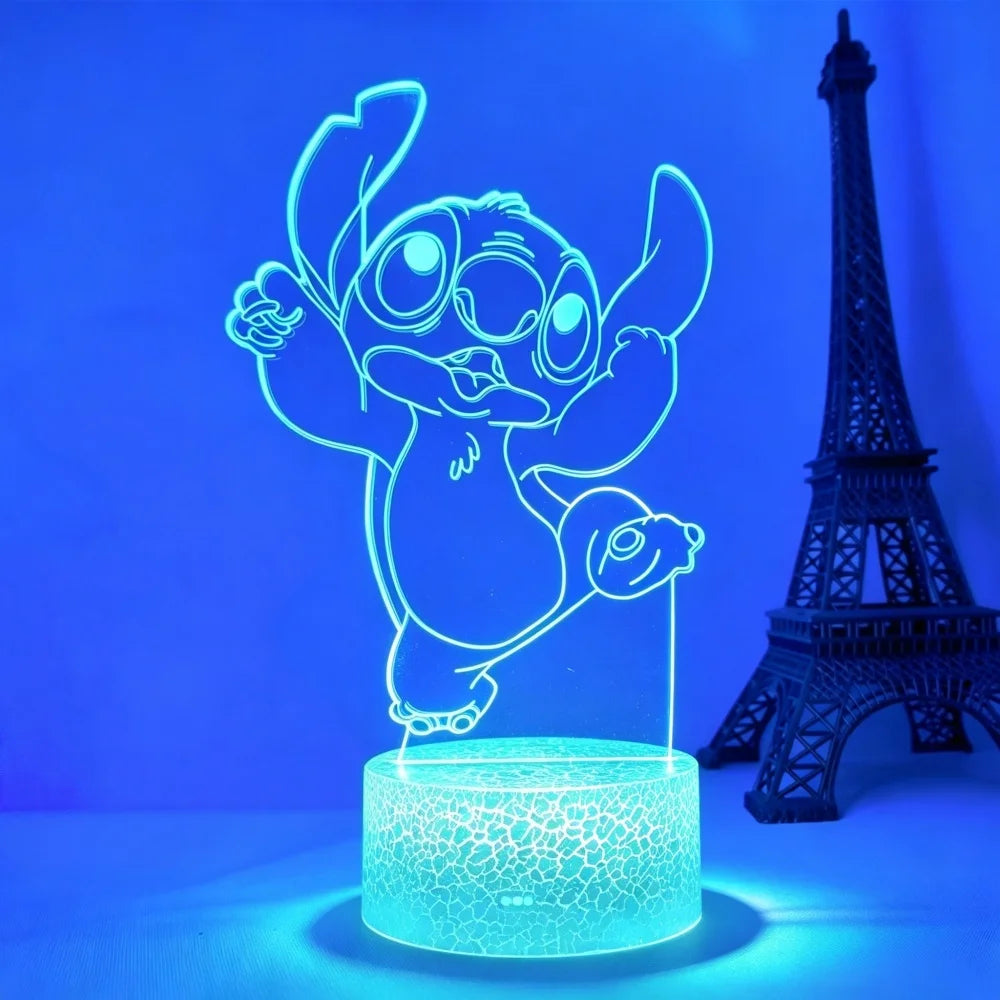 Lilo & Stitch 3D LED Night Light 7/16 Color Smart Touch Room Decor Bedside Night Light Birthday Valentine's Day Christmas Gift