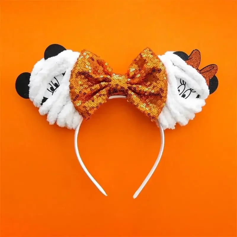 Cute Lilo & Stitch Headbands for Girls Leaves Ears Hair Bands Kids Disney Angel Hair Accessories Women Sequins Bow Baby Headwear