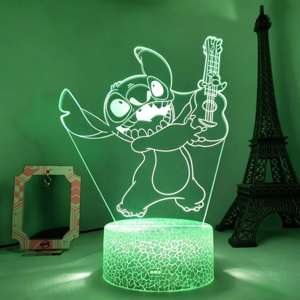 Lilo & Stitch 3D LED Night Light 7/16 Color Smart Touch Room Decor Bedside Night Light Birthday Valentine's Day Christmas Gift