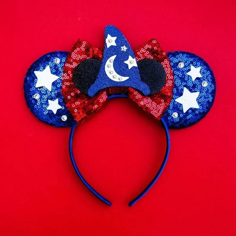 Cute Lilo & Stitch Headbands for Girls Leaves Ears Hair Bands Kids Disney Angel Hair Accessories Women Sequins Bow Baby Headwear