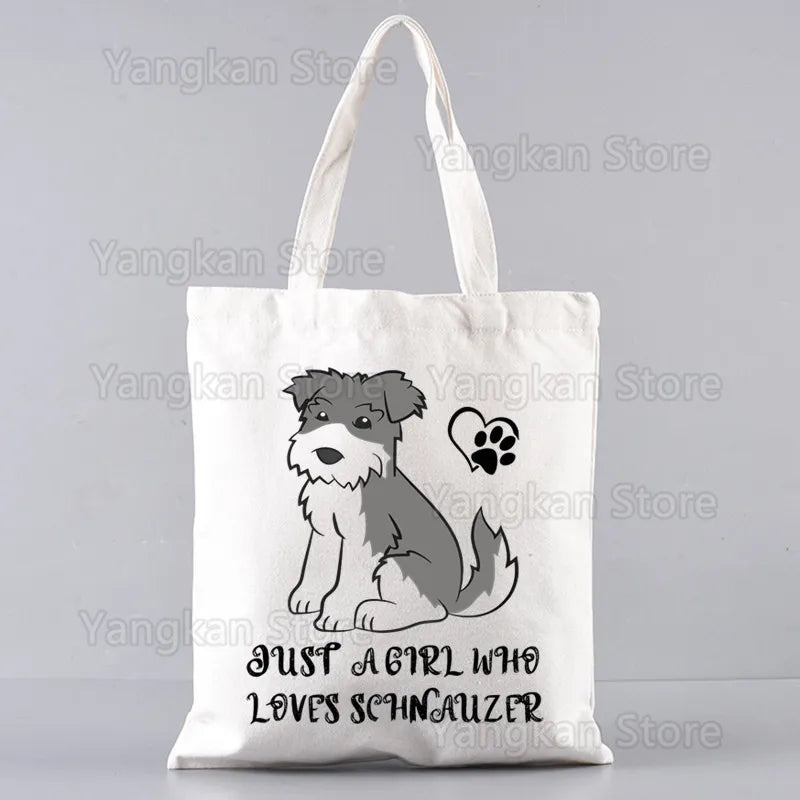 Schnauzer Ladies Handbags Cloth Women Female Foldable Canvas Shoulder Bag Canvas Tote Eco Shopping Bag Canvas Tote Bag Casual