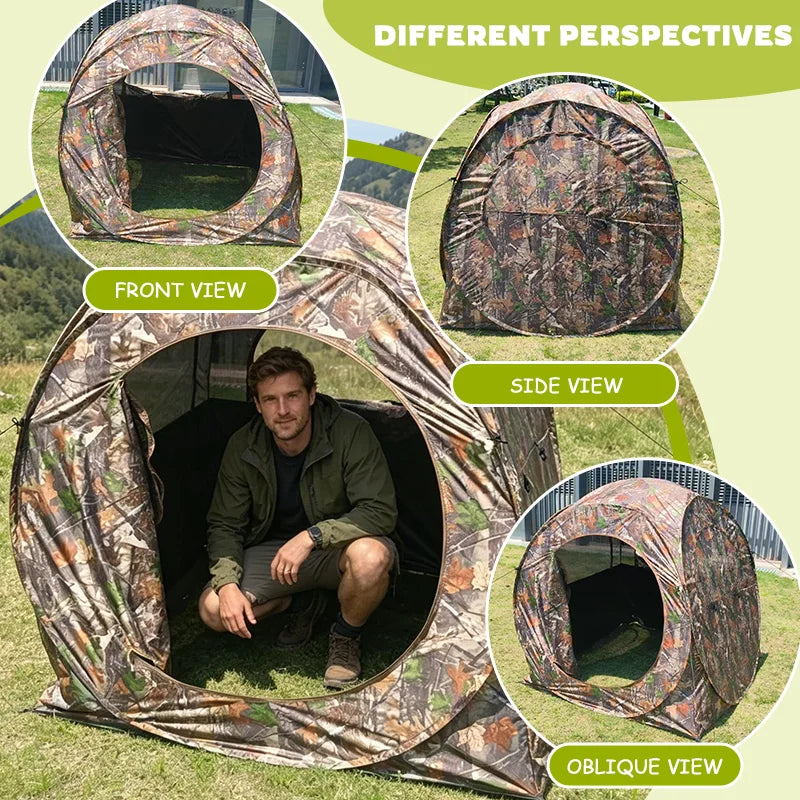 1 Person Camouflage Pop Up Hunting Tent, Portable Wildlife Ground Blind, Foldable Shelter for Hunting Birding