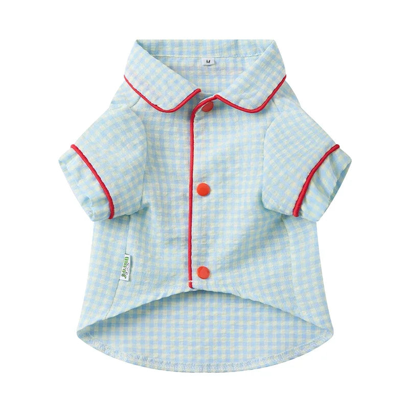 2025 Summer Dog Clothes Pet Plaid Loungewear Comfort Maltese Bigbear Schnauzer