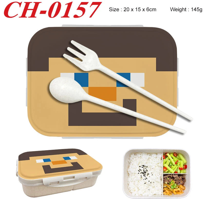 Minecrafted 3-piece Japanese-style insulated lunch box with a detachable handle and lid, suitable for women, backpacking, office