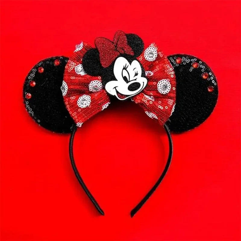 Cute Lilo & Stitch Headbands for Girls Leaves Ears Hair Bands Kids Disney Angel Hair Accessories Women Sequins Bow Baby Headwear