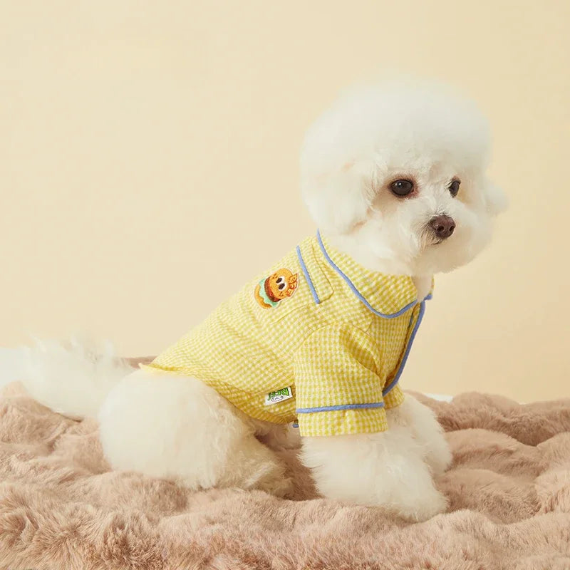 2025 Summer Dog Clothes Pet Plaid Loungewear Comfort Maltese Bigbear Schnauzer