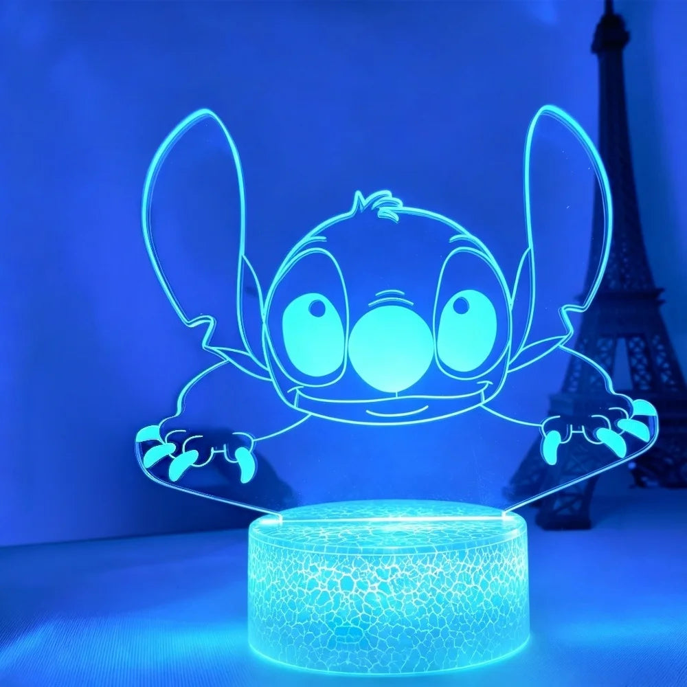 Lilo & Stitch 3D LED Night Light 7/16 Color Smart Touch Room Decor Bedside Night Light Birthday Valentine's Day Christmas Gift