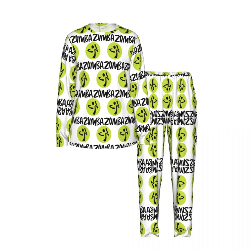 Fitness Zumba Dance Round Neck Long Sleeves Nightdress for Sleeping Sleepshirts Women Soft Pajama Set Long Pants