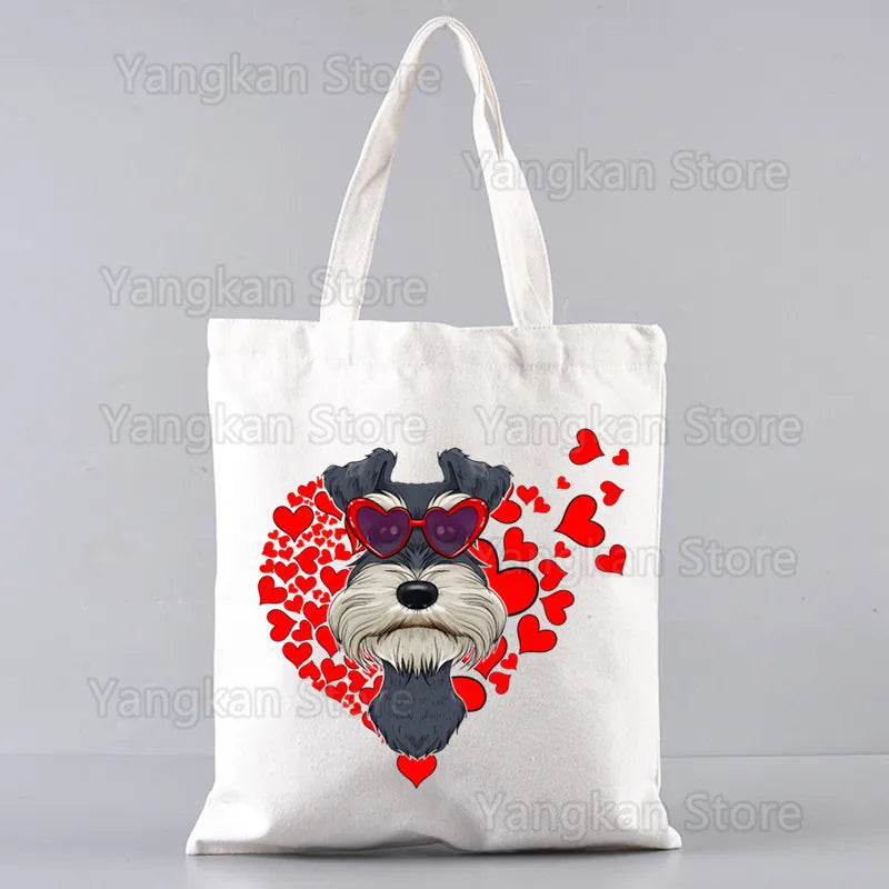 Schnauzer Ladies Handbags Cloth Women Female Foldable Canvas Shoulder Bag Canvas Tote Eco Shopping Bag Canvas Tote Bag Casual