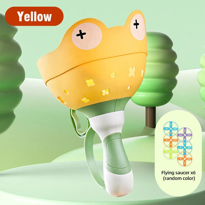 Flying Saucer Disc Launcher Kids Flying Toys Pull String UFO Throw Catch Outdoor Sport Propeller Children Toy Gifts For Boy Girl