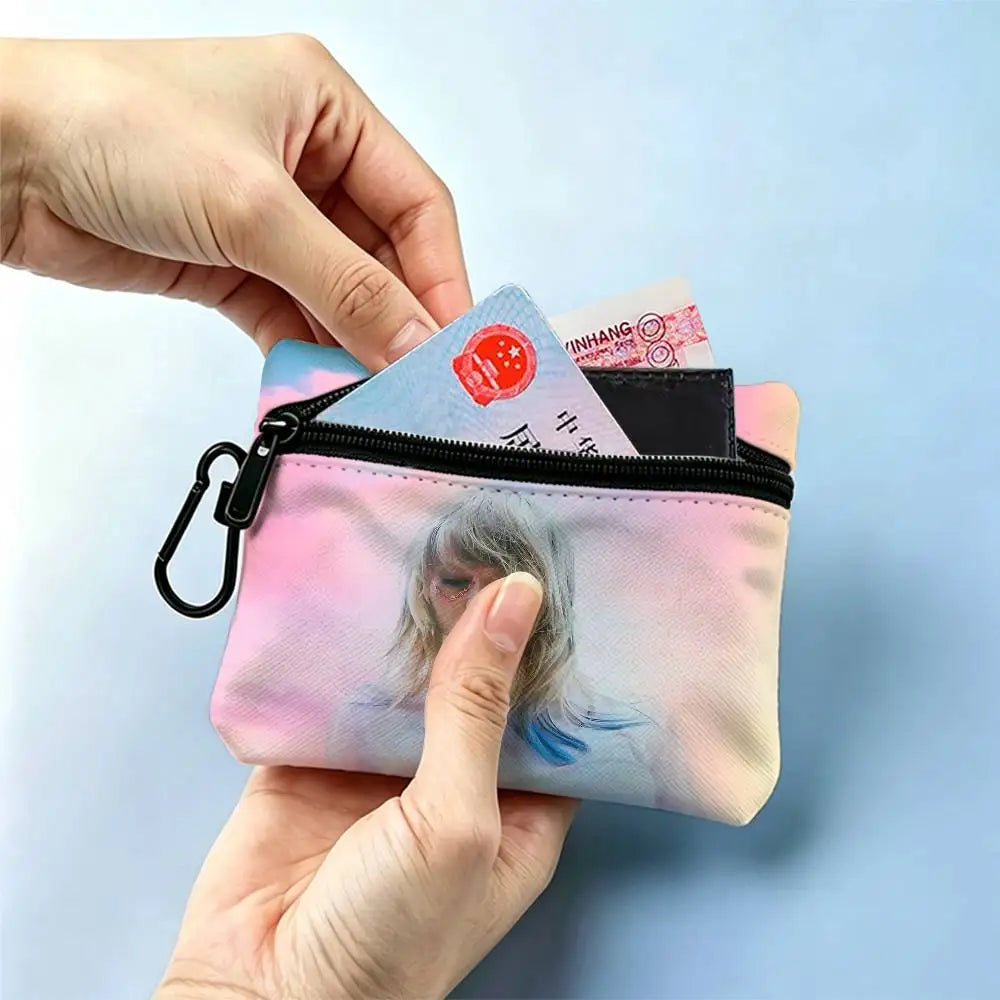Singer T-Taylor-S-Swift-ES T-TTPD Oxford Fabric Mini Wallet Smooth Zipper Hanging Design Multi-use Small Storage Bag For Travel
