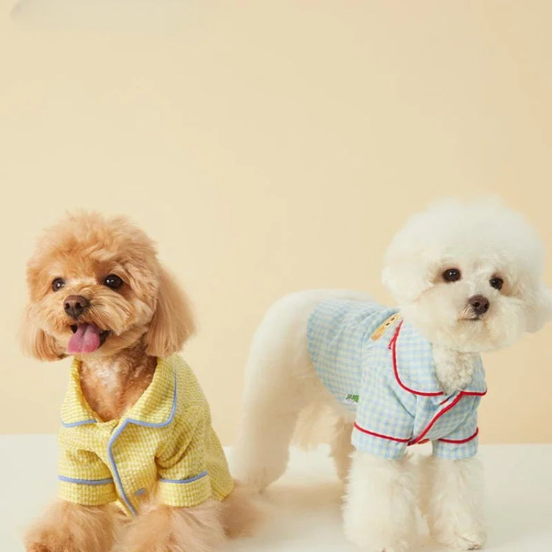 2025 Summer Dog Clothes Pet Plaid Loungewear Comfort Maltese Bigbear Schnauzer