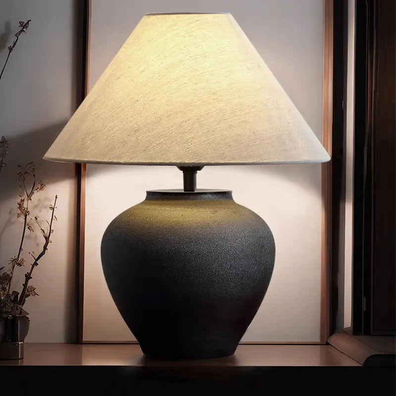 For Wabi-Sabi Style Ceramic Lamp, Bedside Decoration for Hotel, Living Room & Bedroom