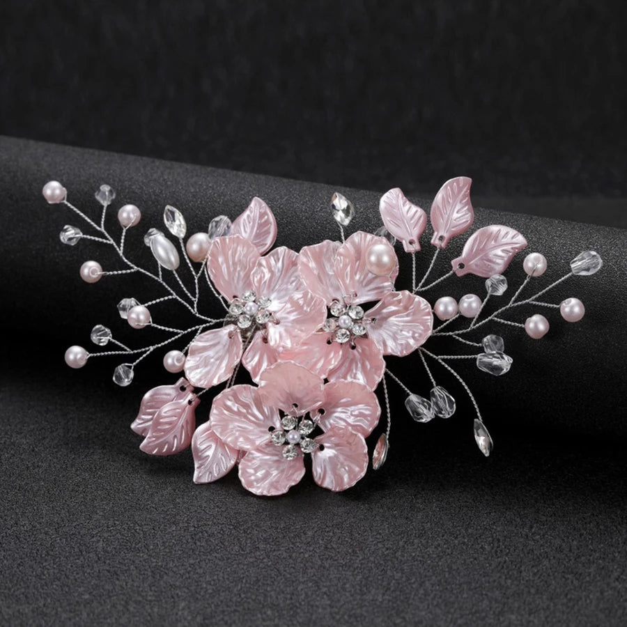 Shell Wedding Hair Combs Women Headbands Accessories Crystal Pearls Weave Flower Bridal Headpiece Clip Bride Jewelry Gift