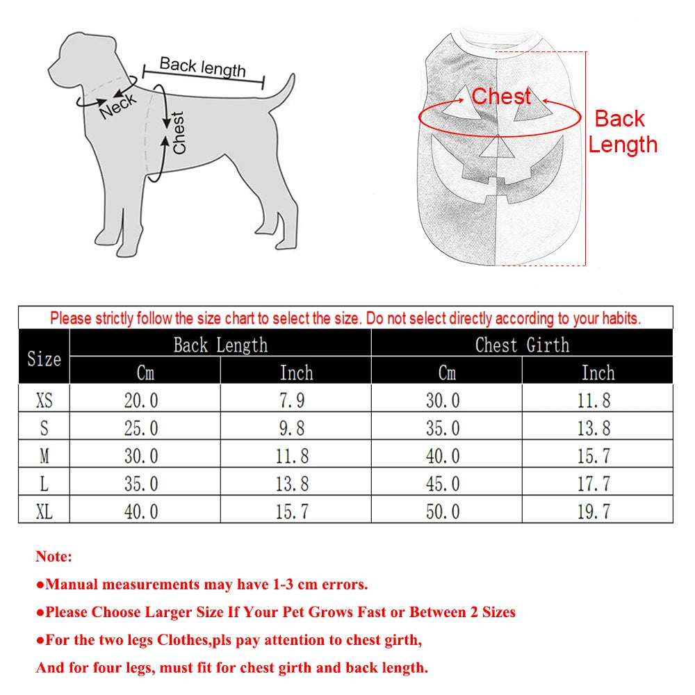 Halloween Pumpkin Print Dog Clothes For Small Medium Dogs Cats Breathable Pet T-shirt Chihuahua French Bulldog Puppy Costumes