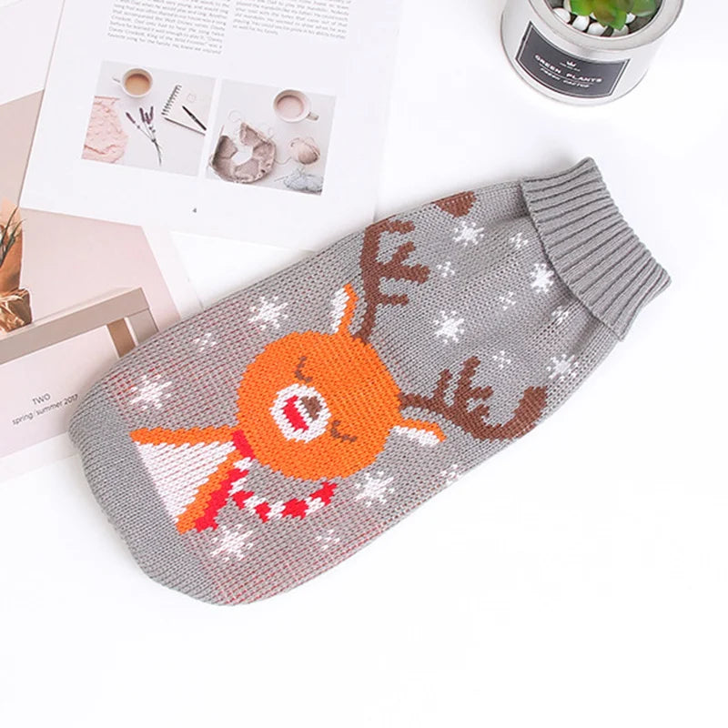 Popular Elk Print Cat Puppy Sweater Autumn Winter Pet Clothes Coat for Small Dogs Cats Cute Warm Sphynx Clothing Kitten Costume