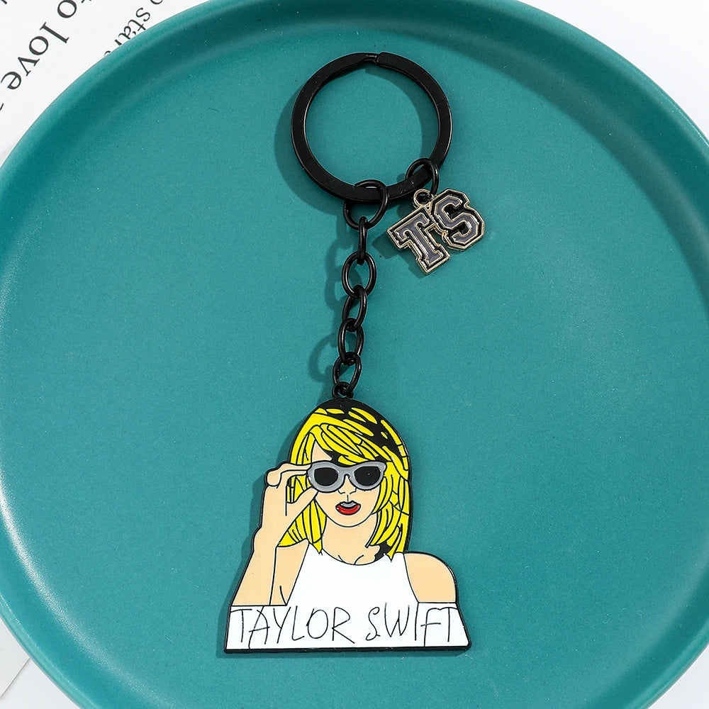 Taylor Fashion Music Pop Singer Metal Enamel Cartoon Fashion Pendant Keychain Movie Novel Badges Friends Gifts