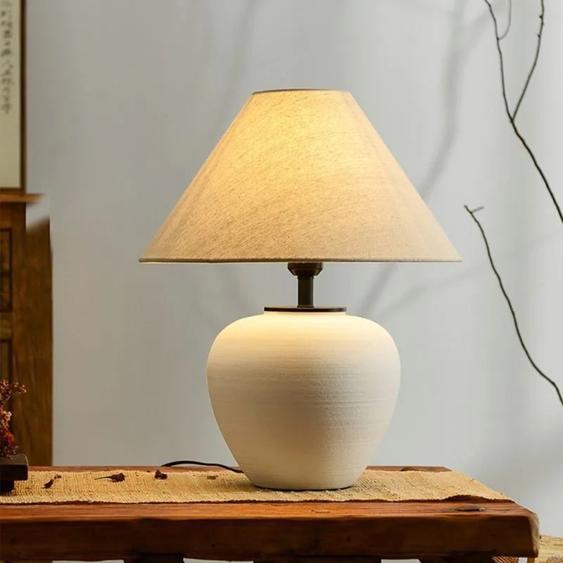 For Wabi-Sabi Style Ceramic Lamp, Bedside Decoration for Hotel, Living Room & Bedroom