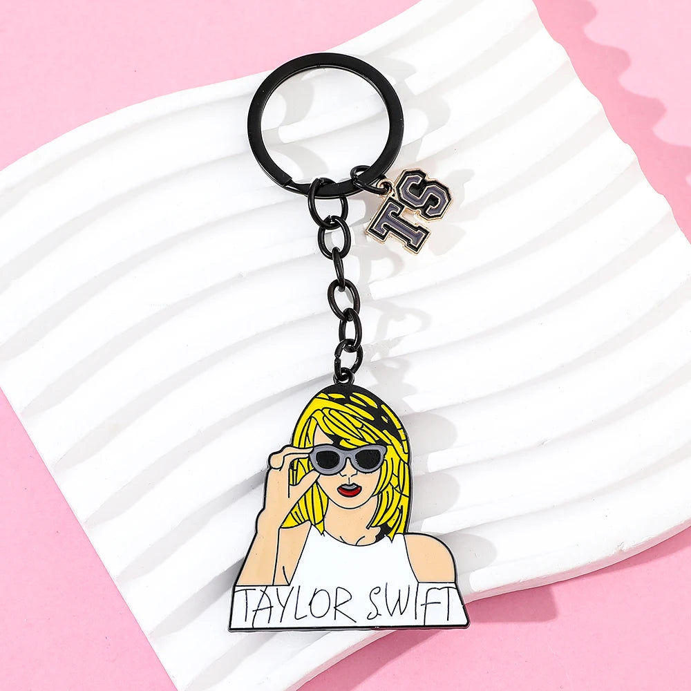 Taylor Fashion Music Pop Singer Metal Enamel Cartoon Fashion Pendant Keychain Movie Novel Badges Friends Gifts