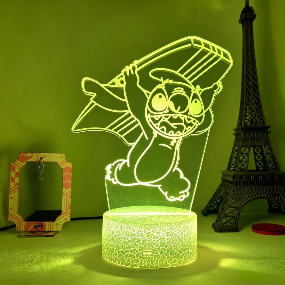 Lilo & Stitch 3D LED Night Light 7/16 Color Smart Touch Room Decor Bedside Night Light Birthday Valentine's Day Christmas Gift