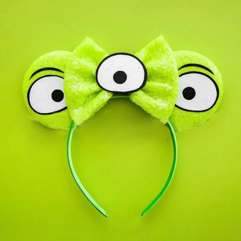 Cute Lilo & Stitch Headbands for Girls Leaves Ears Hair Bands Kids Disney Angel Hair Accessories Women Sequins Bow Baby Headwear