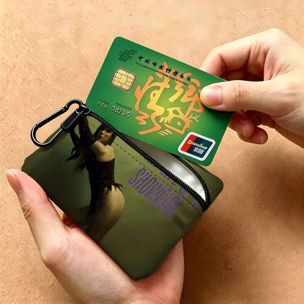 T-Taylor-Swift Lyrical-Pop-Storytelling Mini Hanging Oxford Cloth Coin Bag Durable Zipper Key Card Pouch With Carabiner