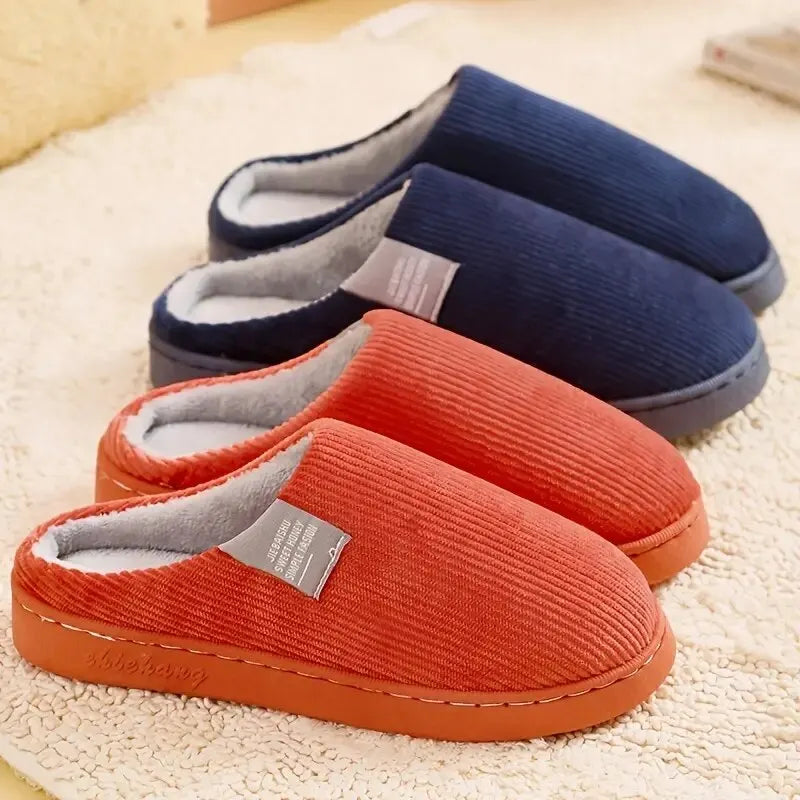 Thick Sole Home Indoor Outside Men And Women Couples Winter Household Warm Fluffy Slippers High Heels Plush Cotton Shoes Ladies