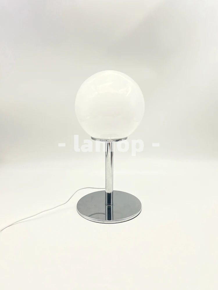 Milky White Solid Globe Chrome Thin Pole Table Lamp Cream Ins White Desk 3 Tone Soft Light Reading Table Decor Lamp
