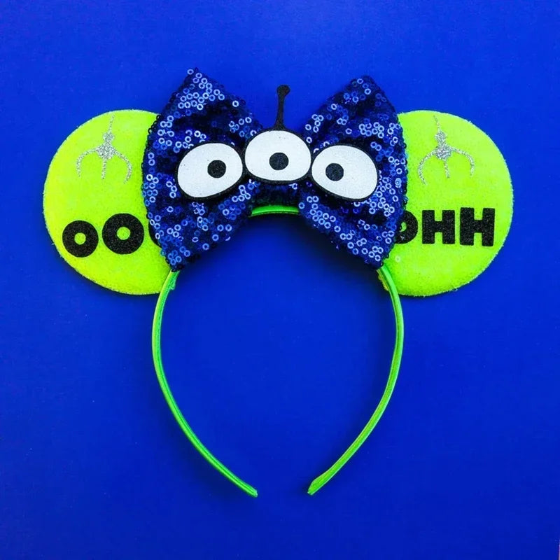 Cute Lilo & Stitch Headbands for Girls Leaves Ears Hair Bands Kids Disney Angel Hair Accessories Women Sequins Bow Baby Headwear