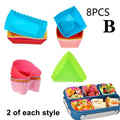 8PCS Silicone Lunch Box Dividers For Children Kids School Food Dividers For Bento Box Silicone Cupcake Liners Mold Baking Tools.
