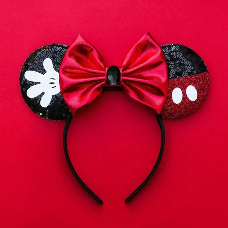 Cute Lilo & Stitch Headbands for Girls Leaves Ears Hair Bands Kids Disney Angel Hair Accessories Women Sequins Bow Baby Headwear