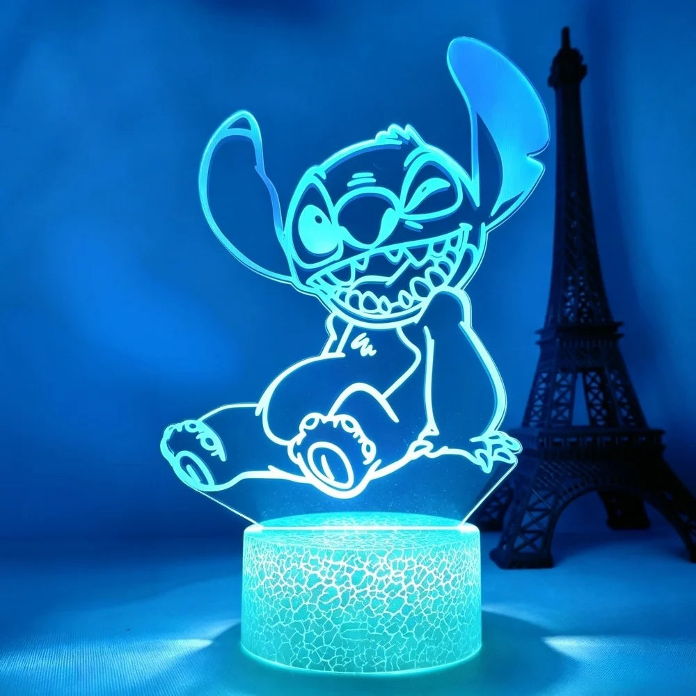Lilo & Stitch 3D LED Night Light 7/16 Color Smart Touch Room Decor Bedside Night Light Birthday Valentine's Day Christmas Gift