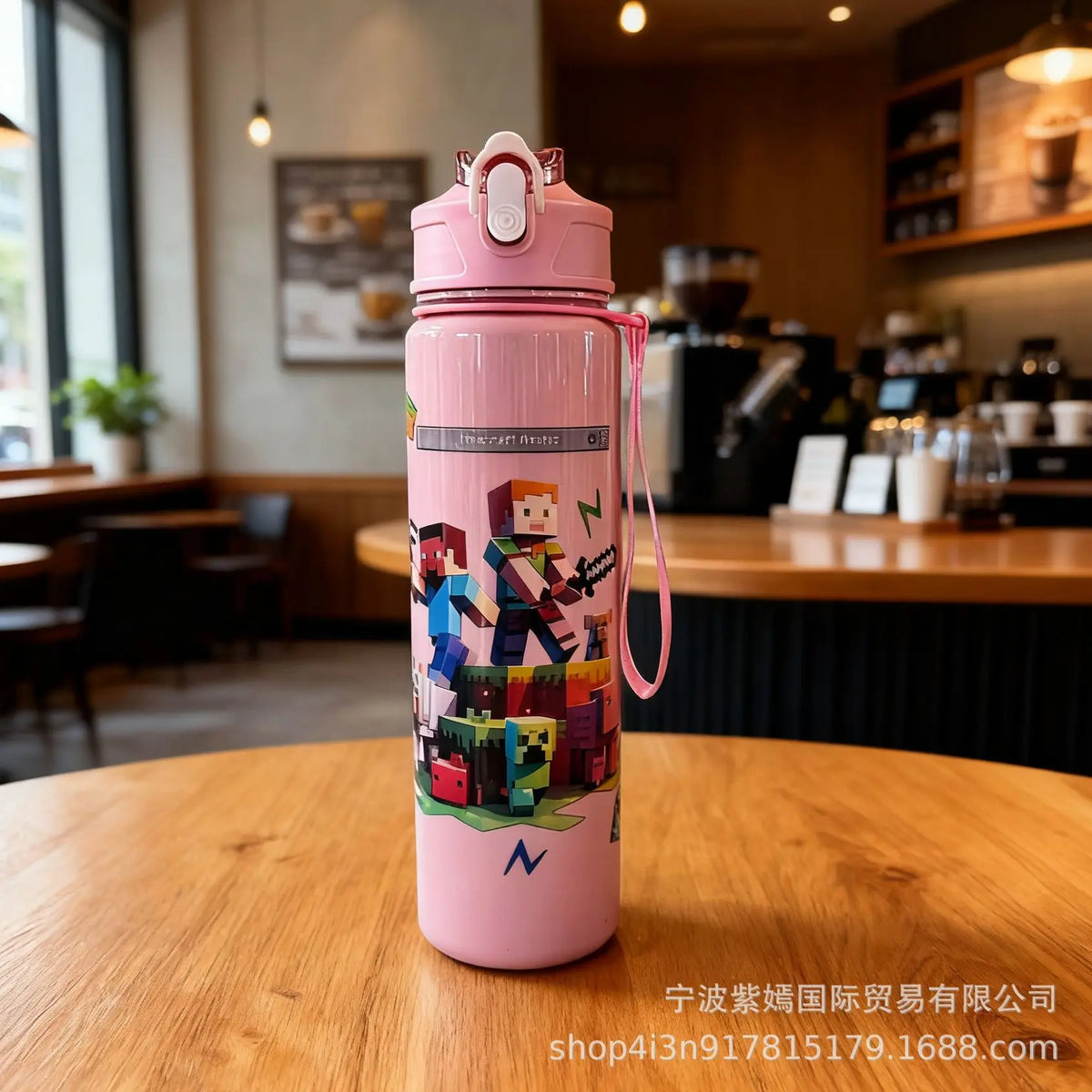 750ml Minecraft Water Cup Bottles High-capacity Drinking Straw Cup Portable Sports Outdoor Bottles Office School Gift