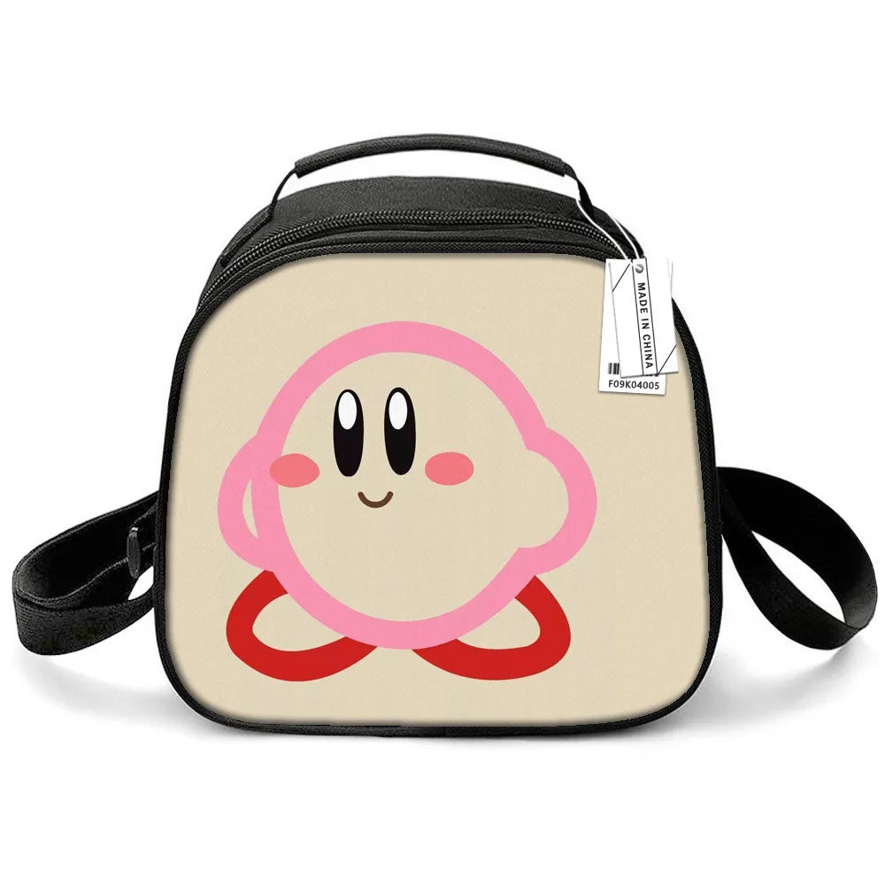 Kirby Game Cute Cartoon Print Insulated Lunch Bag Portable Meal Container Thermal Bag Tote Picnic Lunch Box