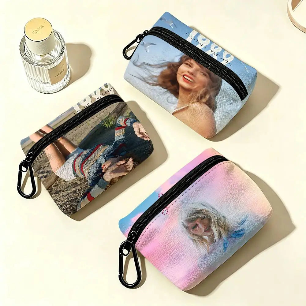 Singer T-Taylor-S-Swift-ES T-TTPD Oxford Fabric Mini Wallet Smooth Zipper Hanging Design Multi-use Small Storage Bag For Travel