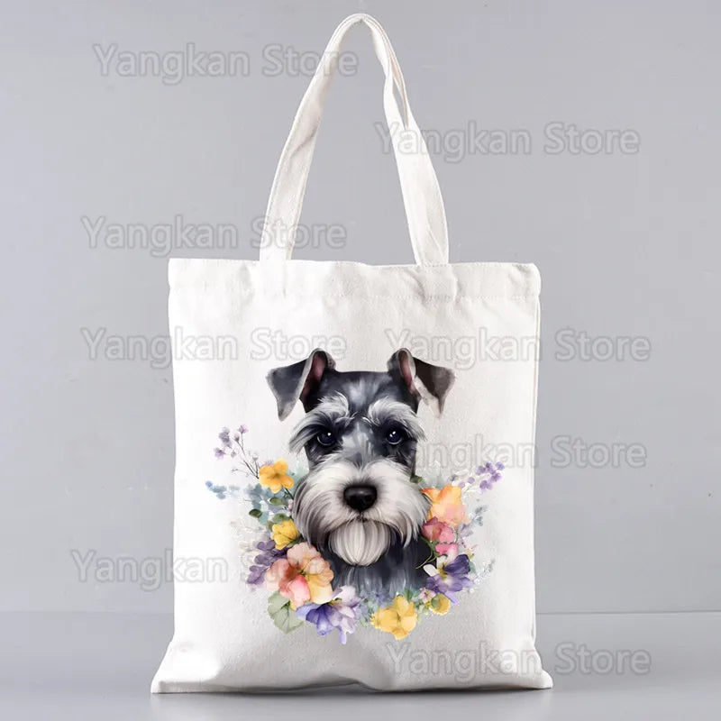 Schnauzer Ladies Handbags Cloth Women Female Foldable Canvas Shoulder Bag Canvas Tote Eco Shopping Bag Canvas Tote Bag Casual