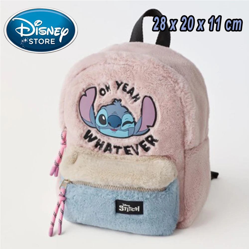 2026 Stitch Plush Backpack Ins Japanese Blue Stitch Funny Cartoon Large-Capacity Student Backpack Kindergarten Bag Child Gift
