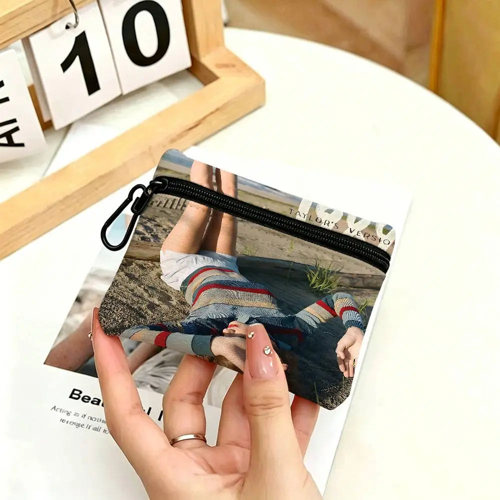 Singer T-Taylor-S-Swift-ES T-TTPD Oxford Fabric Mini Wallet Smooth Zipper Hanging Design Multi-use Small Storage Bag For Travel