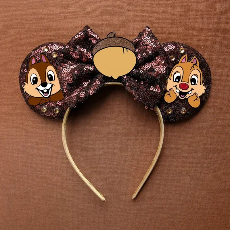 Cute Lilo & Stitch Headbands for Girls Leaves Ears Hair Bands Kids Disney Angel Hair Accessories Women Sequins Bow Baby Headwear