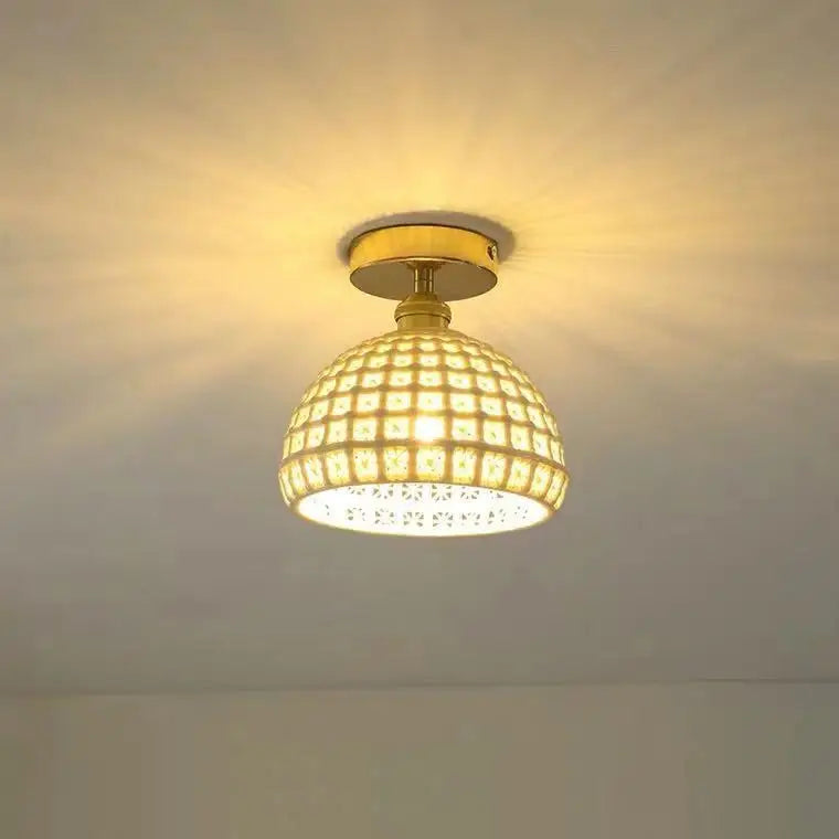 Nordic & Japanese Glass Ceiling Light, Simple Entryway Lamp for Corridor, Balcony, Cloakroom & Bedroom