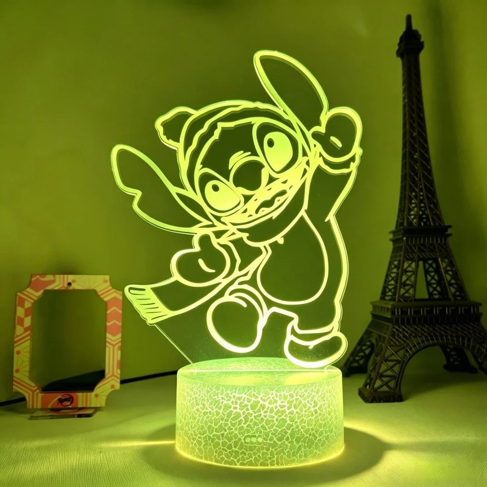 Lilo & Stitch 3D LED Night Light 7/16 Color Smart Touch Room Decor Bedside Night Light Birthday Valentine's Day Christmas Gift