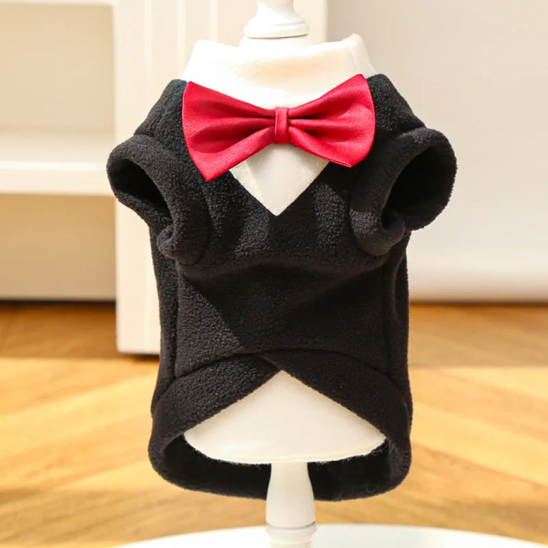Dog Tuxedo Wedding Outfit Cute Puppy Suit with Bow Tie Formal Party Costume for Small Dogs Cats
