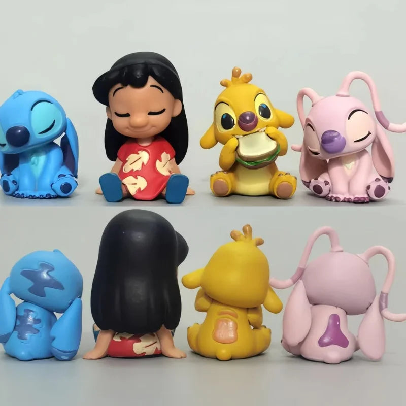 4pcs Lilo Stitch Angel‌ Action Figure Toys Ute Reuben Stitch Anime Figure Collectible Model Desktop Ornament Surprise Gifts